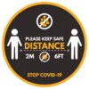 Keep Distance Floor Stickers (Mixed Color, Round Shape, Pack Of 3)